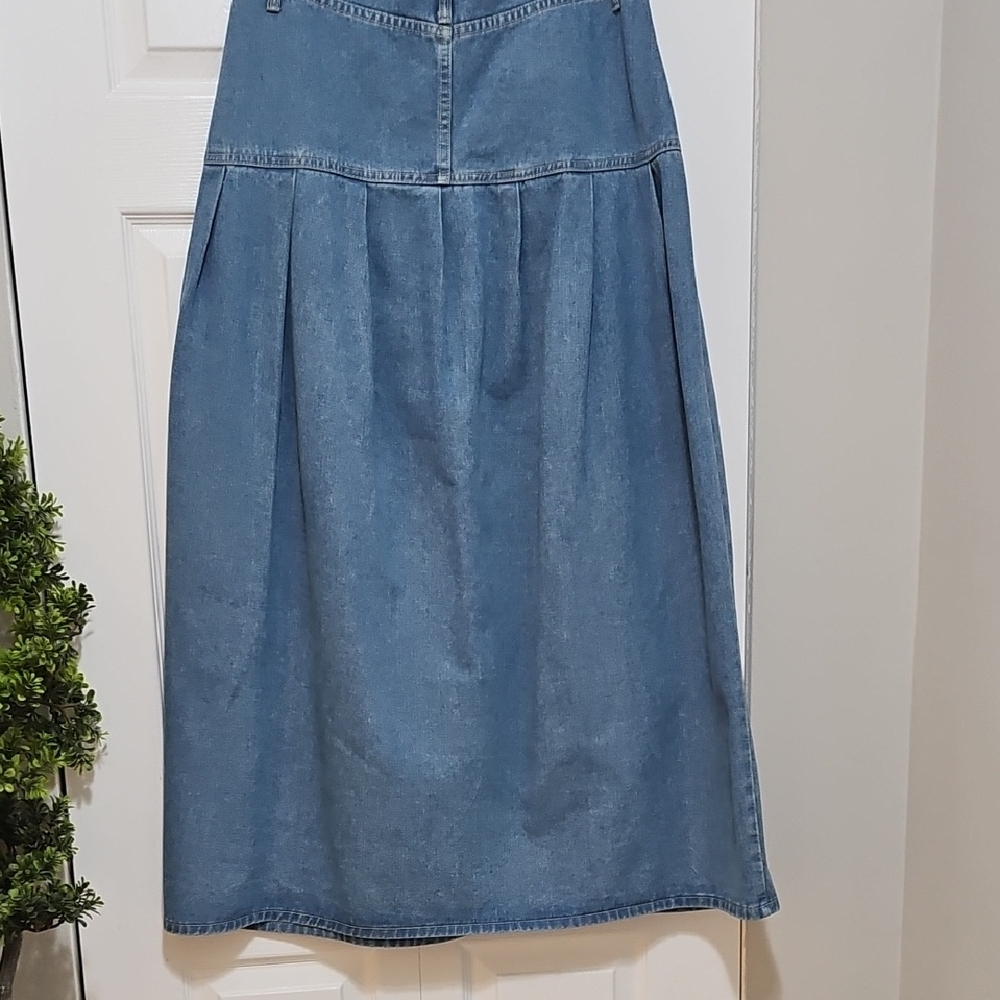 Denim Pleated A-Line Maxi Skirt - Picture 5 of 5